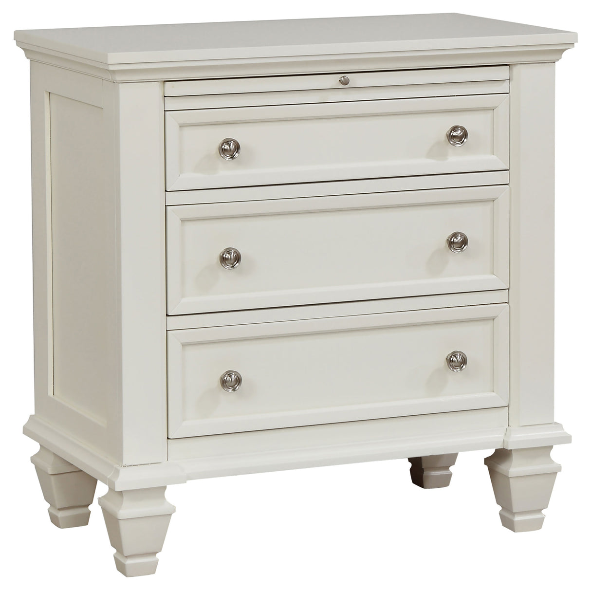 Sandy Beach 3-Drawer Nightstand in Cream White