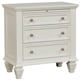 Sandy Beach 3-Drawer Nightstand in Cream White