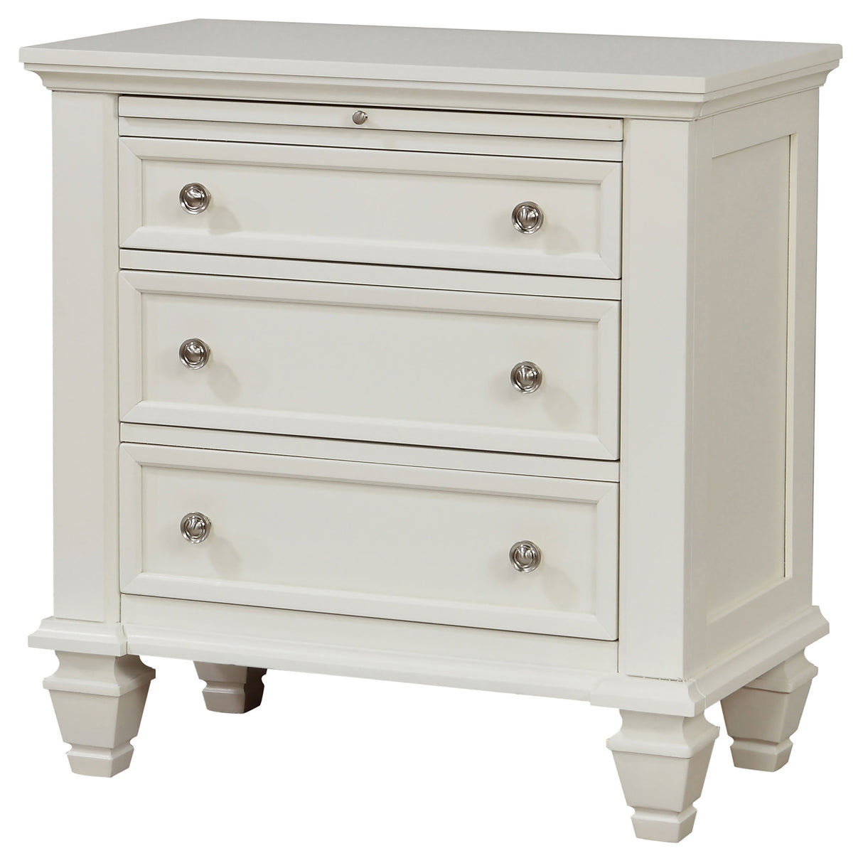 Sandy Beach 3-Drawer Nightstand in Cream White