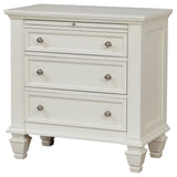 Sandy Beach 3-Drawer Nightstand in Cream White