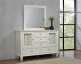 Sandy Beach 11-Drawer Dresser with Mirror, Cream White