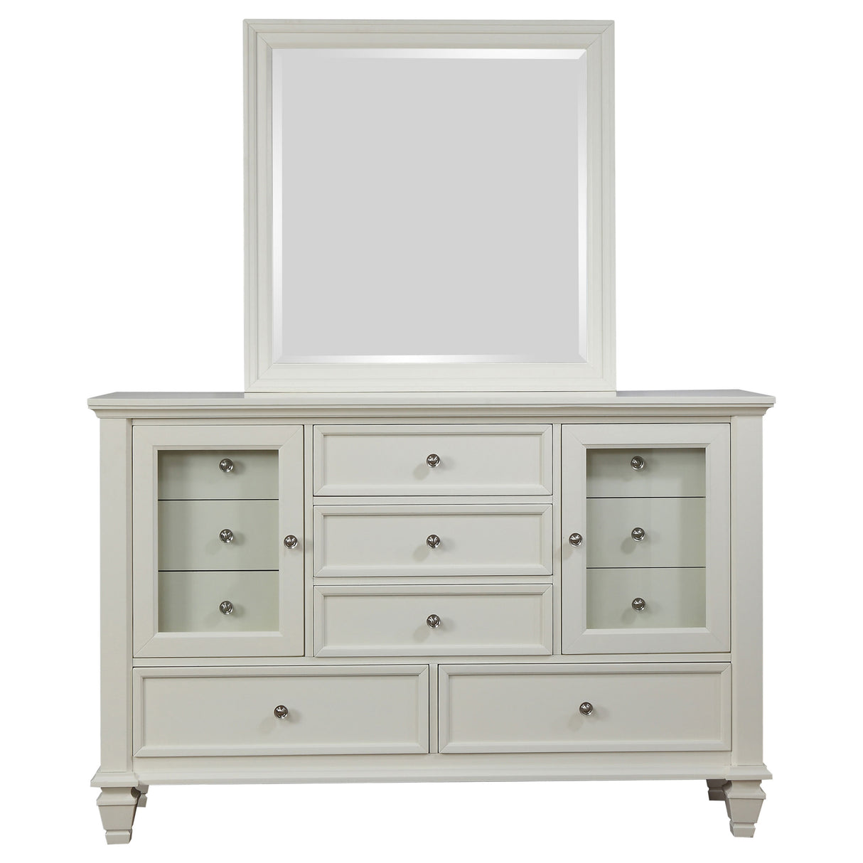 Sandy Beach 11-Drawer Dresser with Mirror, Cream White