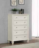 Sandy Beach 5-Drawer Bedroom Chest in Cream White