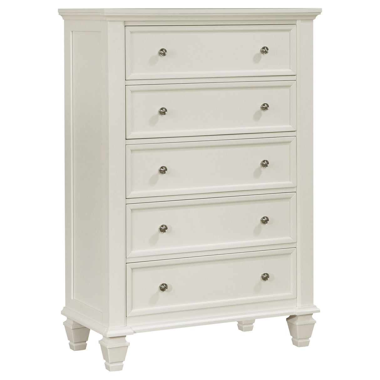 Sandy Beach 5-Drawer Bedroom Chest in Cream White