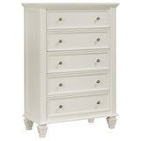 Sandy Beach 5-Drawer Bedroom Chest in Cream White
