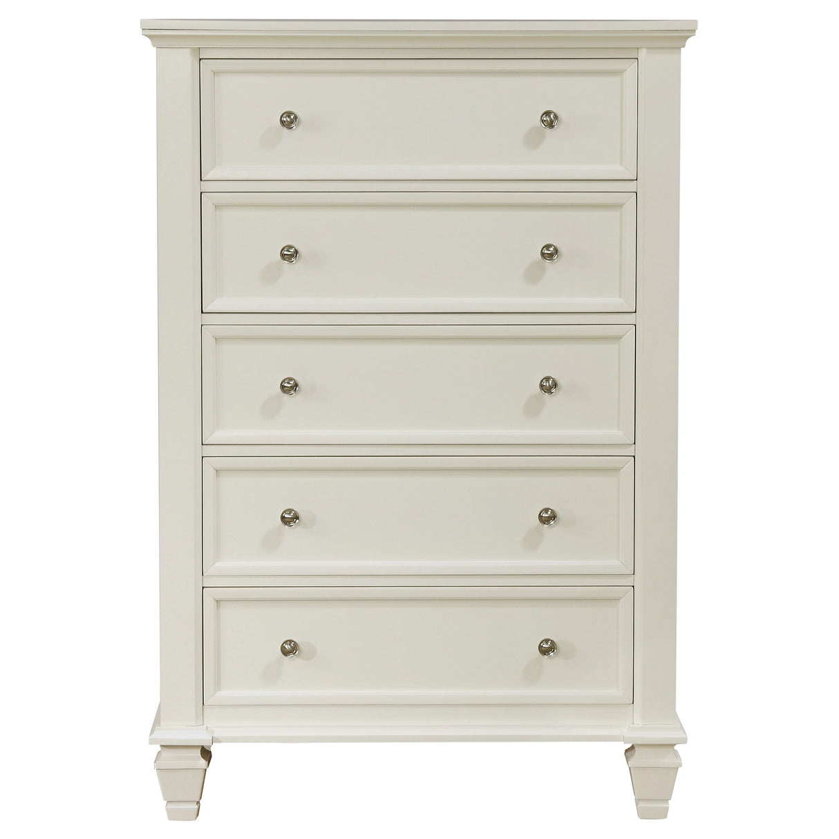 Sandy Beach 5-Drawer Bedroom Chest in Cream White