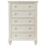 Sandy Beach 5-Drawer Bedroom Chest in Cream White