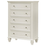 Sandy Beach 5-Drawer Bedroom Chest in Cream White