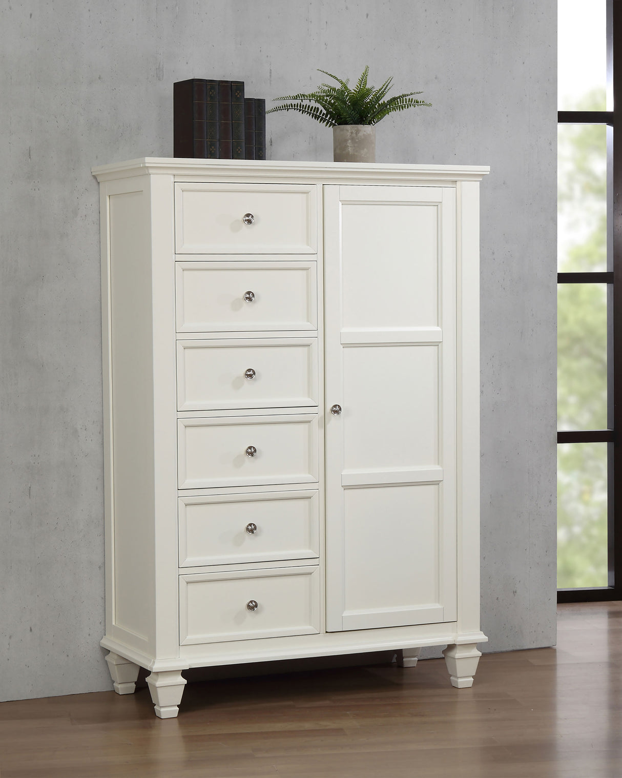 Sandy Beach 8-Drawer Door Chest in Cream White