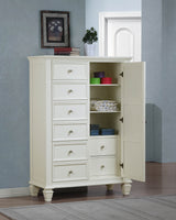 Sandy Beach 8-Drawer Door Chest in Cream White