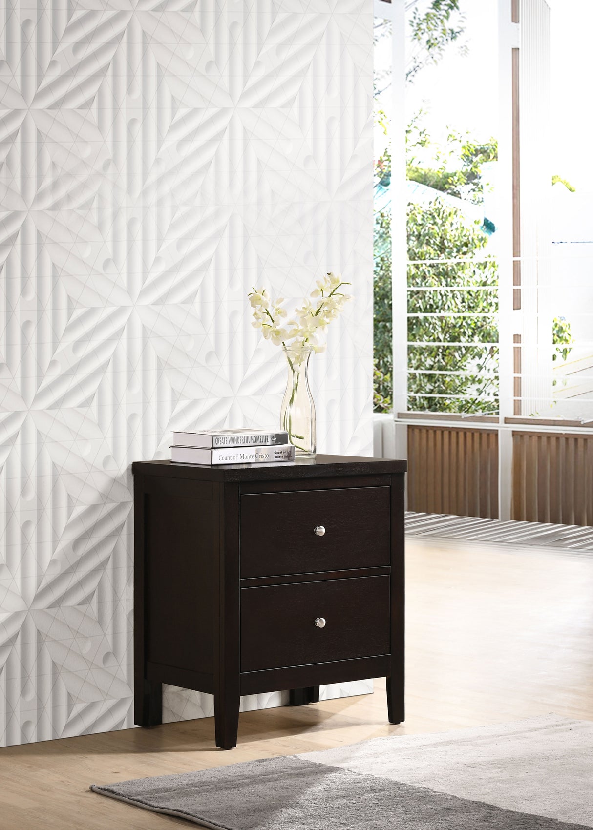 Carlton 2-Drawer Nightstand in Cappuccino