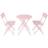 3 Pieces Patio Bistro Balcony Metal Chair Table Set