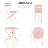 3 Pieces Patio Bistro Balcony Metal Chair Table Set