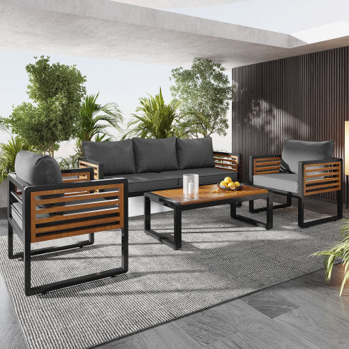 Large Size 4-pieces Outdoor Furniture Sofa for 5 Person Conversation Set