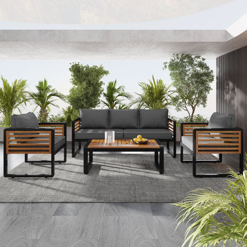 Large Size 4-pieces Outdoor Furniture Sofa for 5 Person Conversation Set