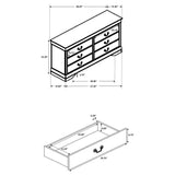Louis Philippe 6-Drawer Dresser in Cappuccino