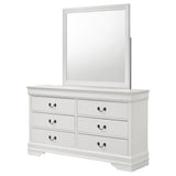Louis Philippe 6-Drawer Dresser and Mirror - White