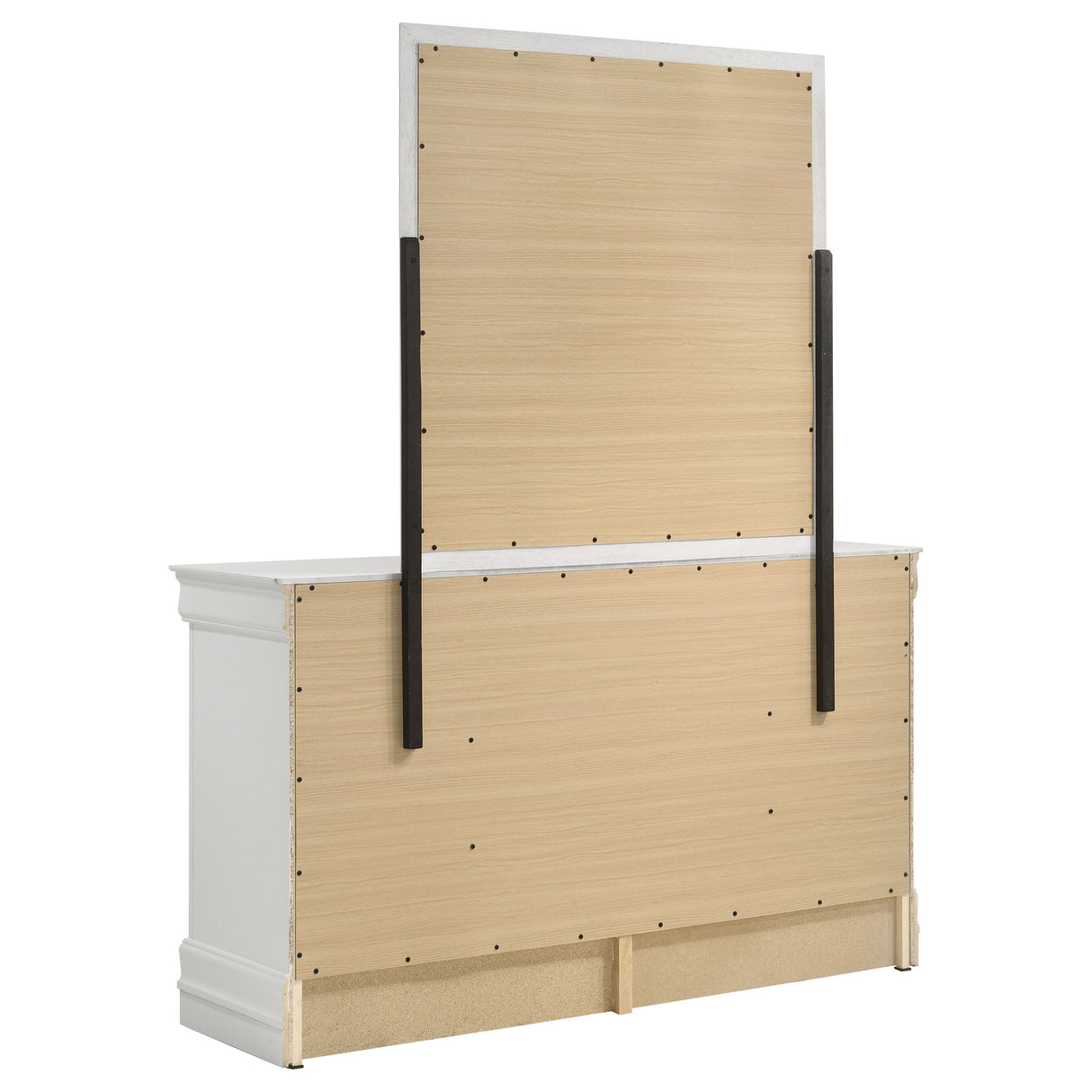 Louis Philippe 6-Drawer Dresser and Mirror - White