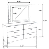 Felicity 6-Drawer Dresser with LED Mirror - White High Gloss