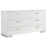 Felicity 6-Drawer Dresser White High Gloss