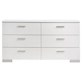 Felicity 6-Drawer Dresser White High Gloss