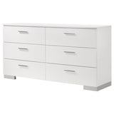 Felicity 6-Drawer Dresser White High Gloss