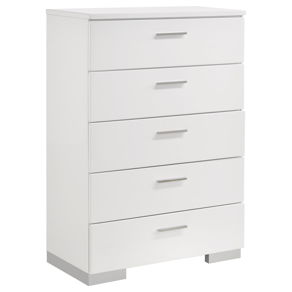 Felicity 5-Drawer Chest - White High Gloss