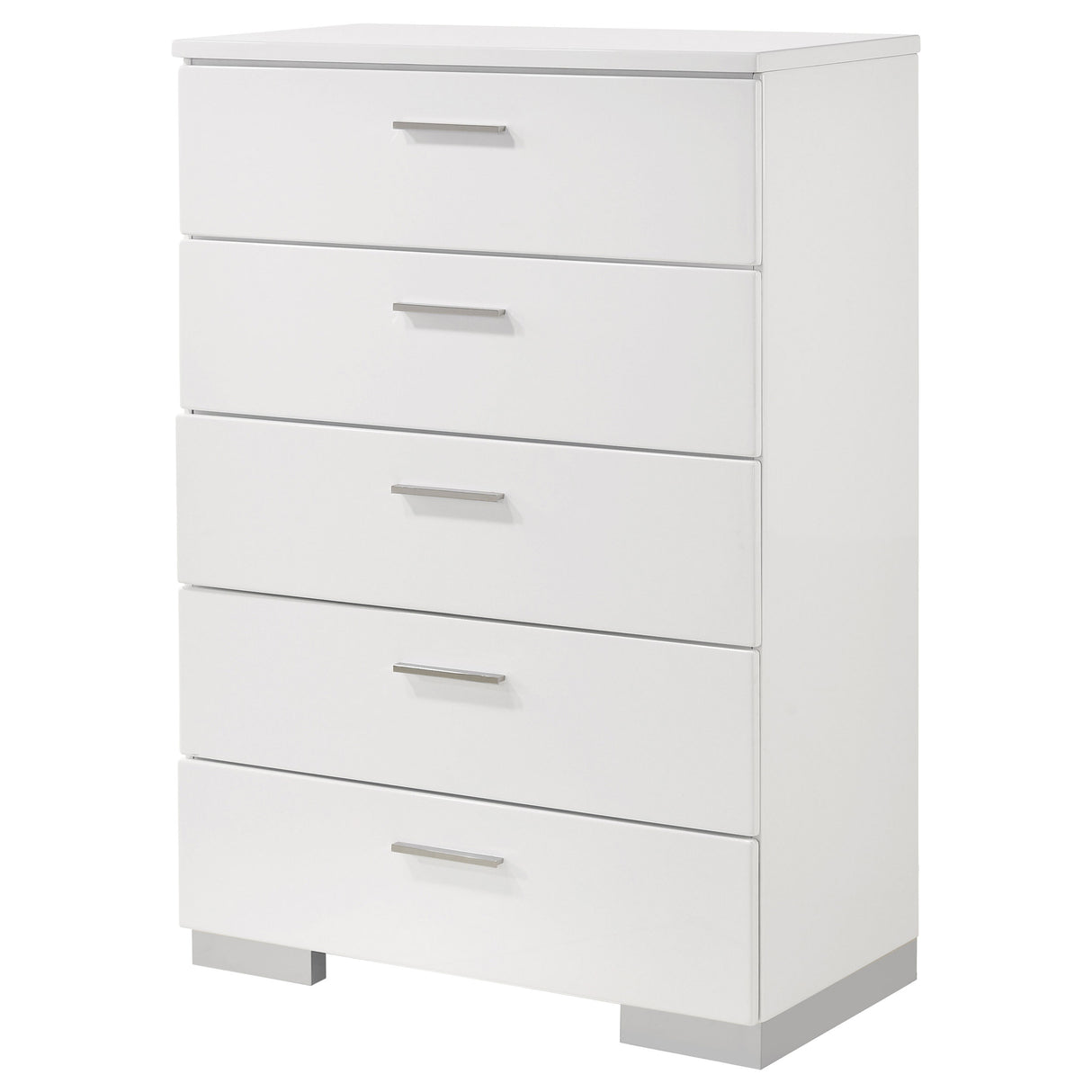 Felicity 5-Drawer Chest - White High Gloss