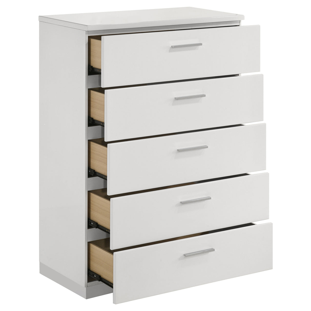 Felicity 5-Drawer Chest - White High Gloss
