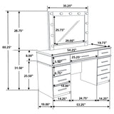 Felicity 9-Drawer Vanity Table with Lighted Mirror, White Gloss