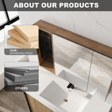 Wall Mounted Bathroom Mirror Cabinet, Adjustable Shelves - Imitative Oak