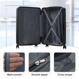 6 Piece Lightweight Hardshell Luggage Set With Double Spinner Wheels, Password Lock