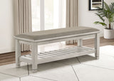 Franco Fabric Upholstered Bench with Shelf - Distressed White
