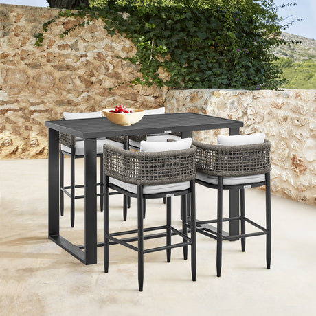 Alegria - Outdoor Patio Bar Height Dining Table In Aluminum