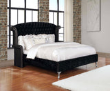 Deanna Upholstered Queen Wingback Bed, Black