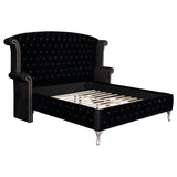 Deanna Upholstered Queen Wingback Bed, Black