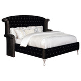 Deanna Upholstered Queen Wingback Bed, Black