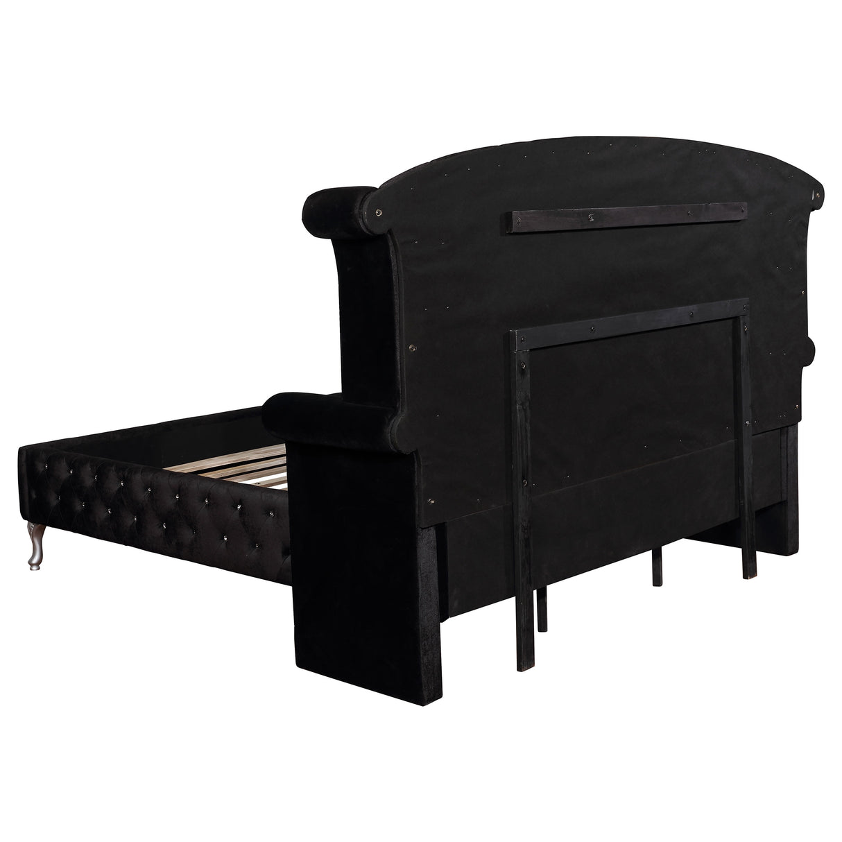 Deanna Upholstered Queen Wingback Bed, Black