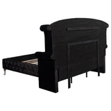 Deanna Upholstered Queen Wingback Bed, Black