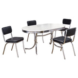 Retro 5-Piece Oval Dining Table Set White and Black