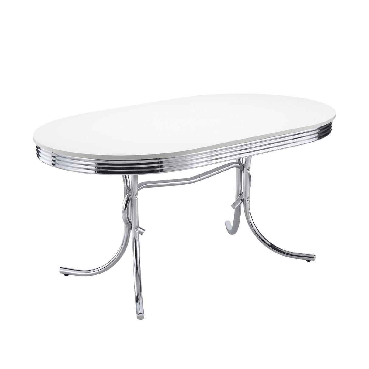 Retro 5-Piece Oval Dining Table Set White and Black