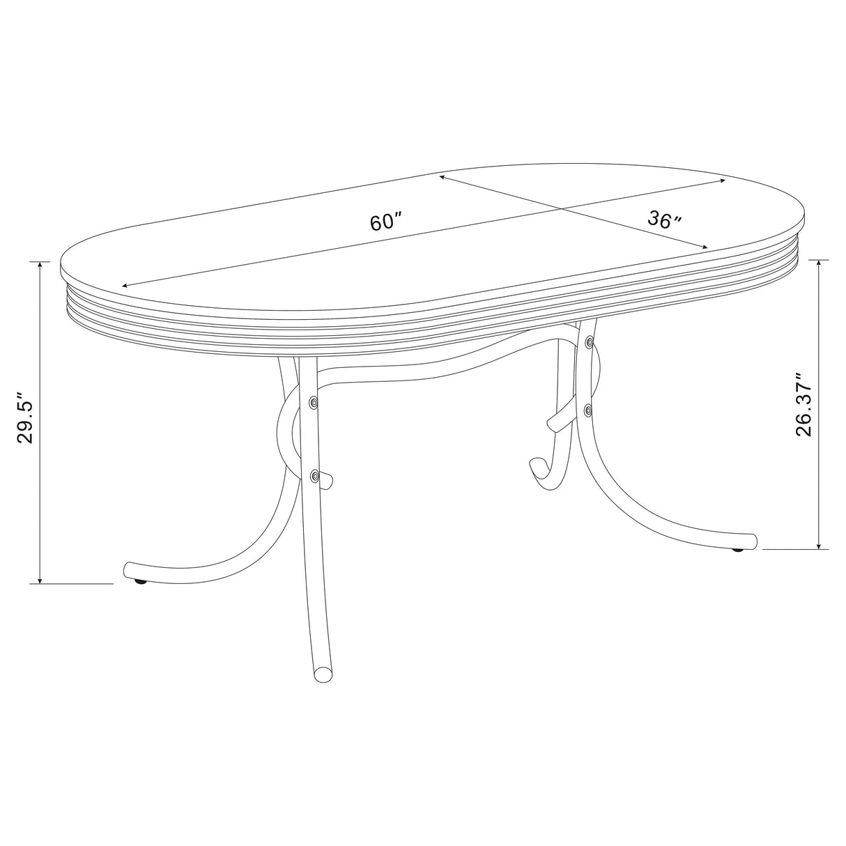 Retro 5-Piece Oval Dining Table Set White and Black