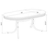 Retro Oval 60-inch White Dining Table with Chrome Legs