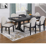Rectangle Dining Table With Butterfly Leaf, Trestle Base - Charcoal