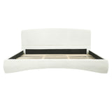 King Curved Upholstered Bed With Smart Ambient Lighting - Cream