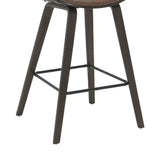 Fox - Counter Height Curved Back Wood Bar Stool With Faux Leather Seat