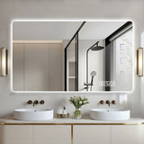 Wall Mounted LED Lighting Mirror With 3 Color Lighting, Dimming, Waterproof, Anti Fog, Touch Switch - Silver