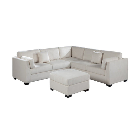 Contemporary L - Sectional Sofa Set With Ottoman And Pillows