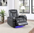 Alair - Leather Aire Power Motion Recliner With Bluetooth, Wireless Charger Cupholder - Dark Gray - Reclining Chairs - Alpine Outlets