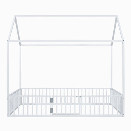 Metal House Bed With Fence And Door